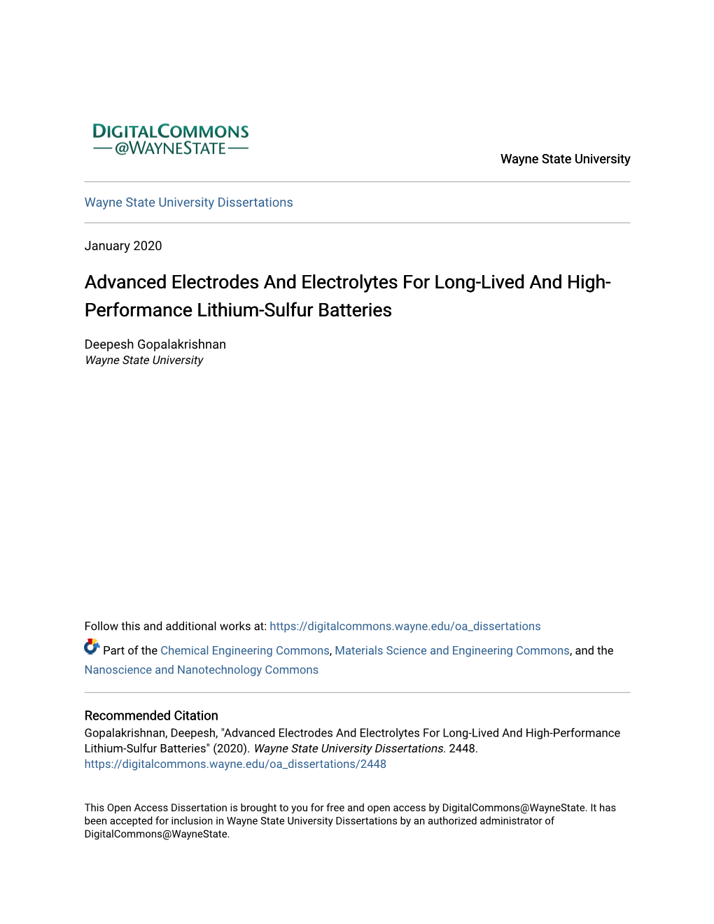 Advanced Electrodes and Electrolytes for Long-Lived and High- Performance Lithium-Sulfur Batteries