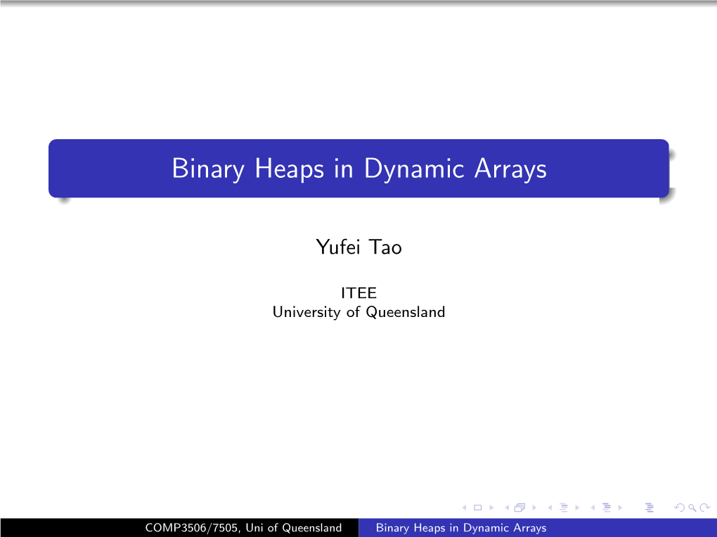 Binary Heaps in Dynamic Arrays