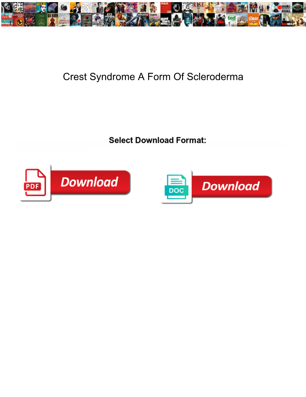 Crest Syndrome a Form of Scleroderma