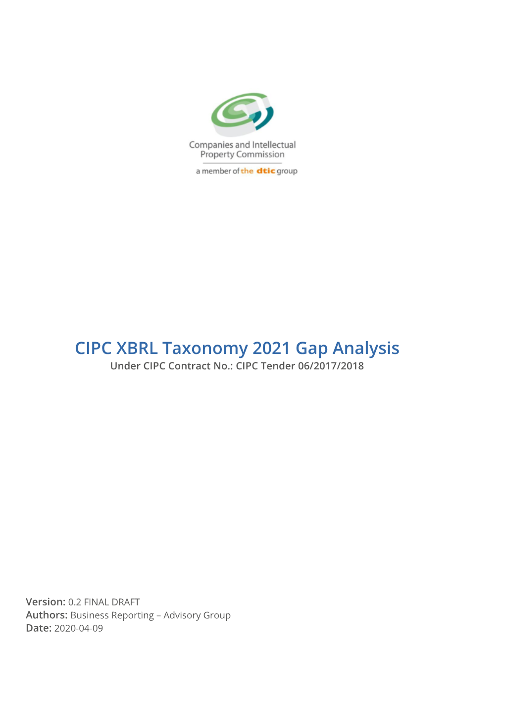 CIPC XBRL Taxonomy 2021 Gap Analysis Under CIPC Contract No.: CIPC Tender 06/2017/2018