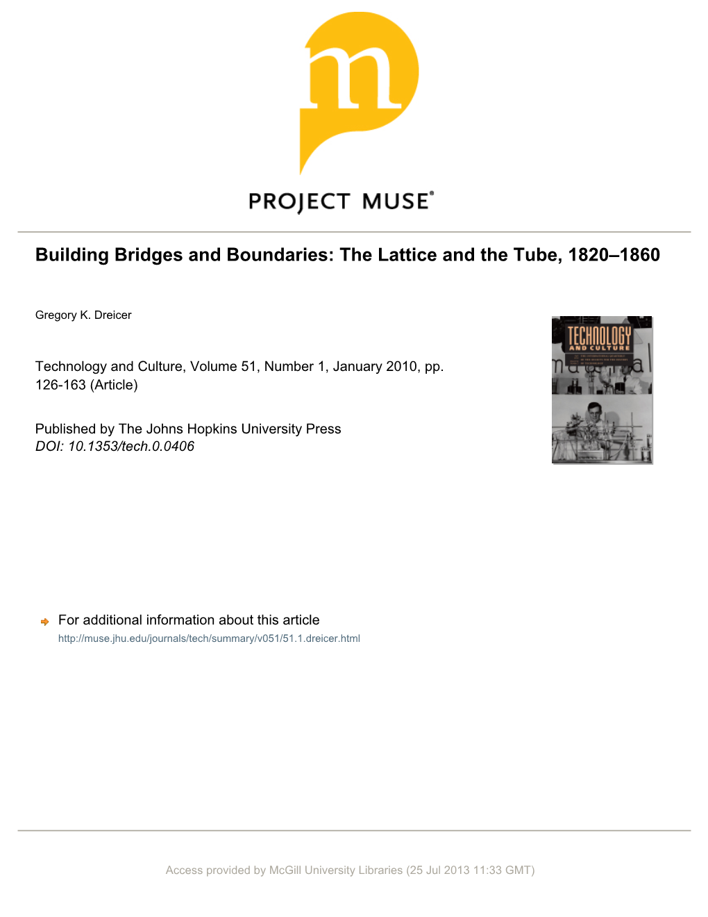 Building Bridges and Boundaries: the Lattice and the Tube, 1820–1860
