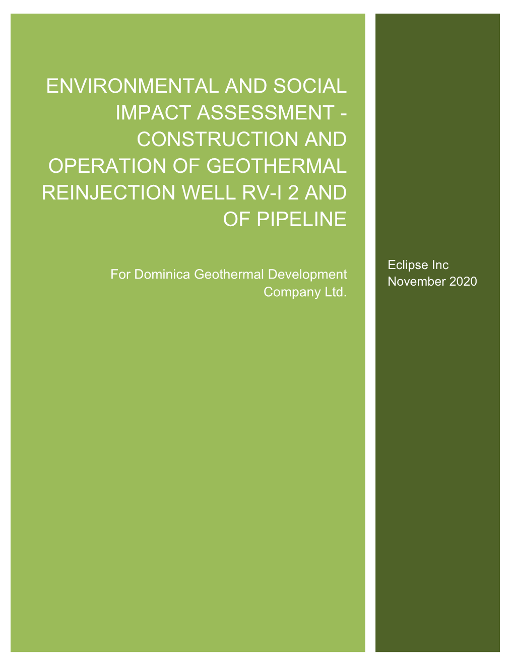 Environmental and Social Impact Assessment