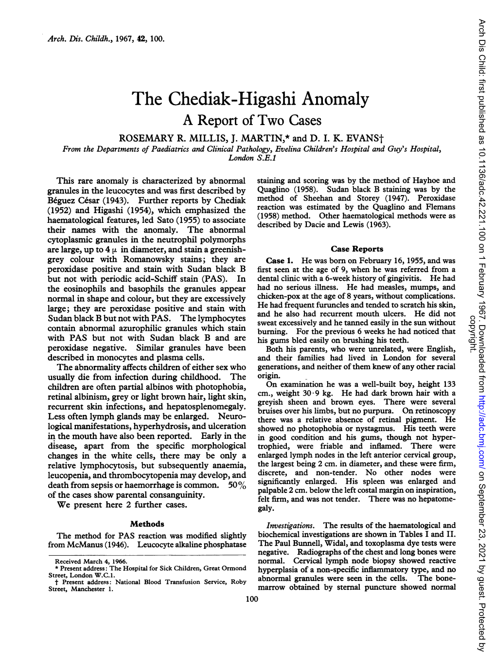 The Chediak-Higashi Anomaly a Report of Two Cases ROSEMARY R