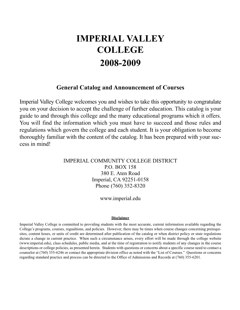 Imperial Valley College 2008-2009