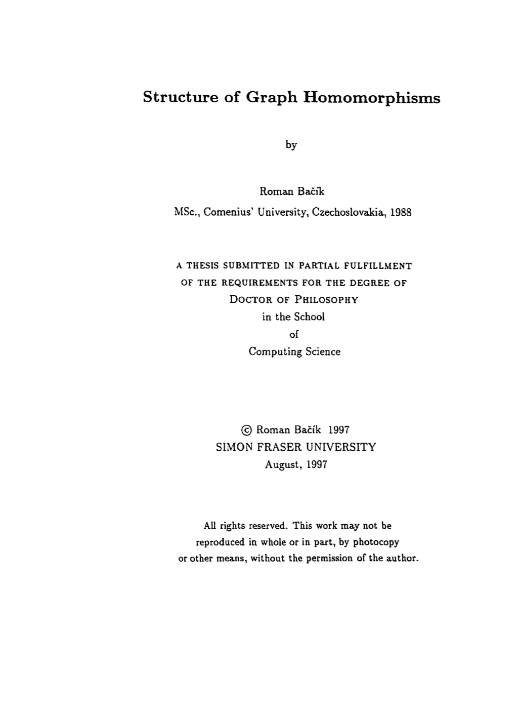 Structure of Graph Homomorphisms