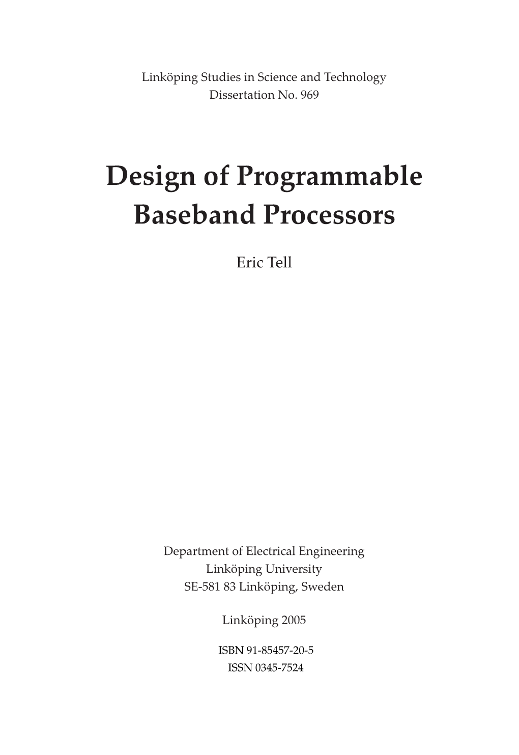 Design of Programmable Baseband Processors