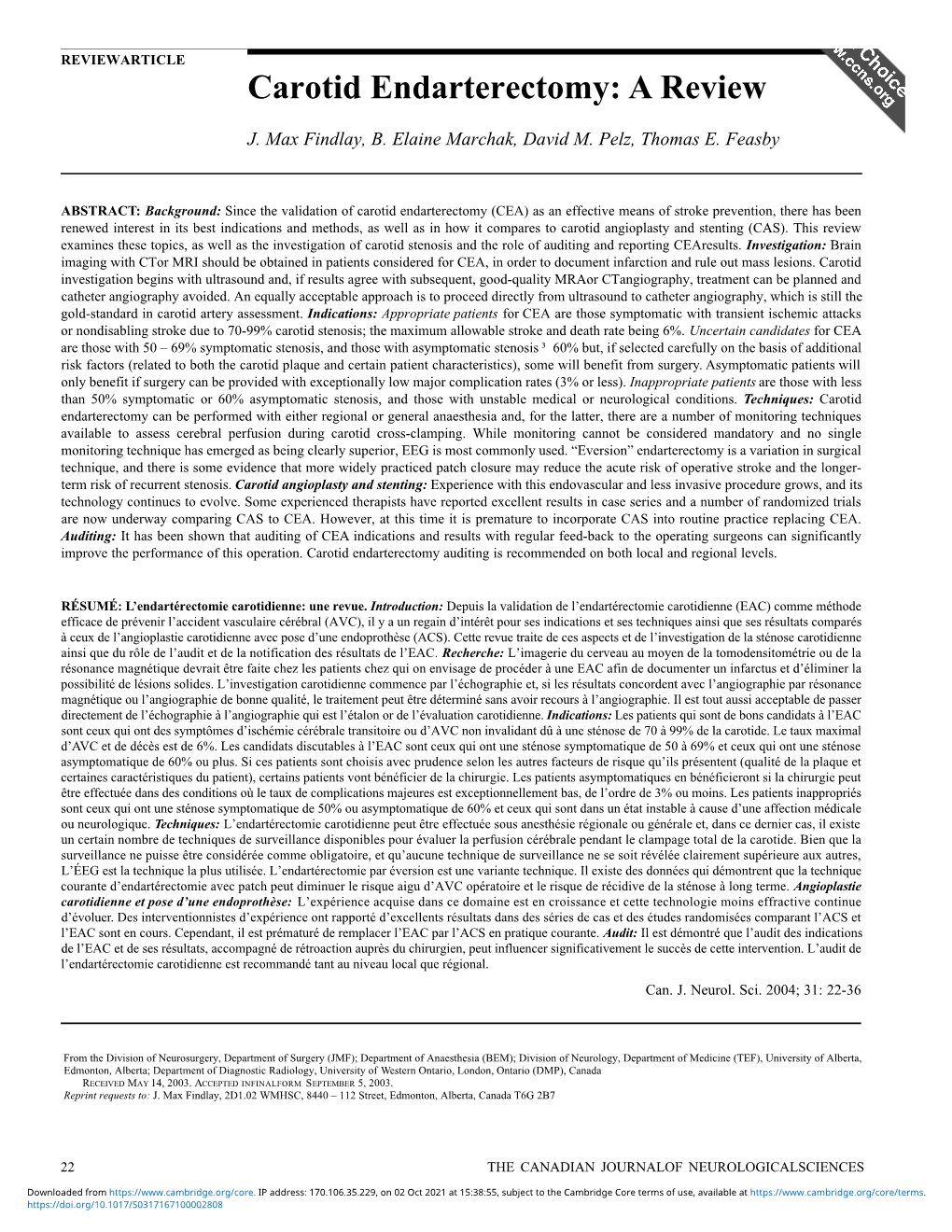 Carotid Endarterectomy: a Review