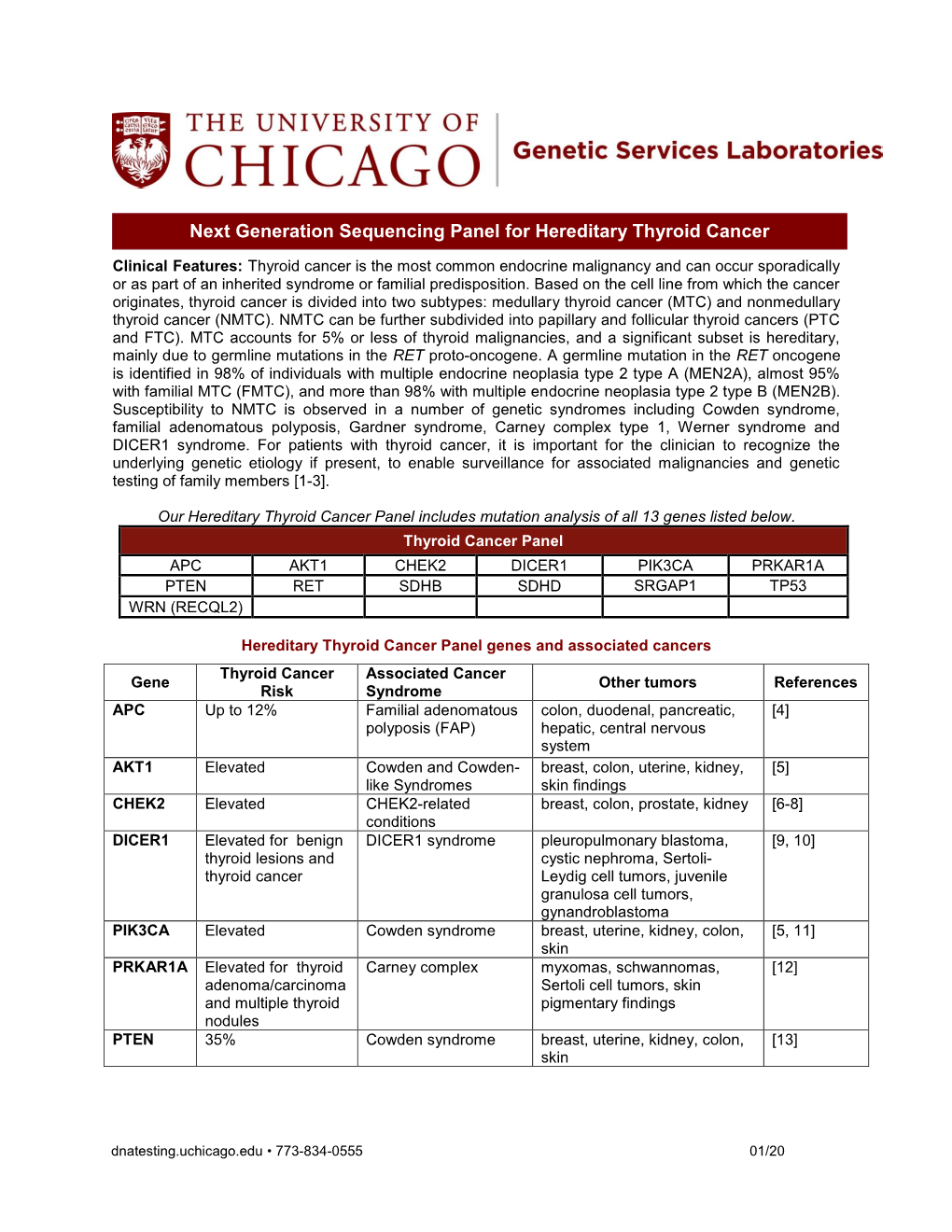 Next Generation Sequencing Panel for Hereditary Thyroid Cancer