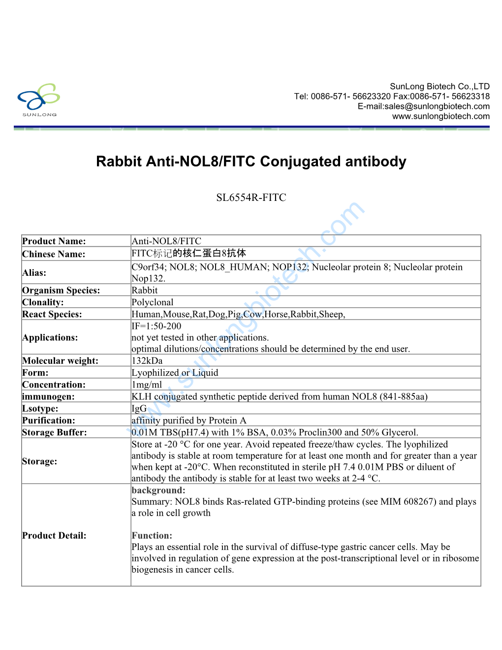 Rabbit Anti-NOL8/FITC Conjugated Antibody