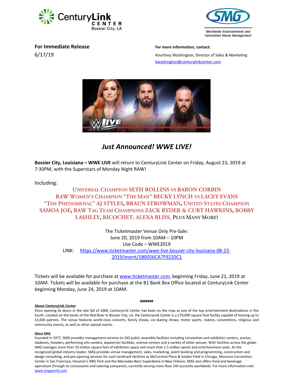 Just Announced! WWE LIVE!