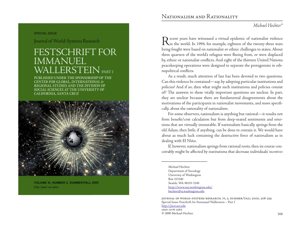 Festschrift for Immanuel Wallerstein Part I