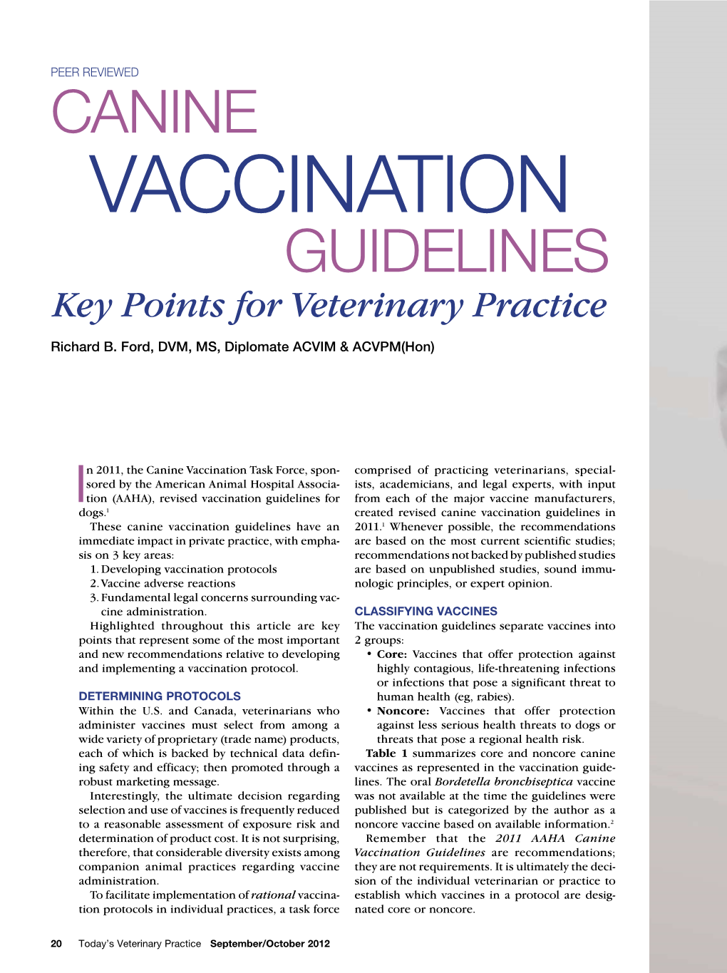 Vaccination Guidelines Key Points for Veterinary Practice