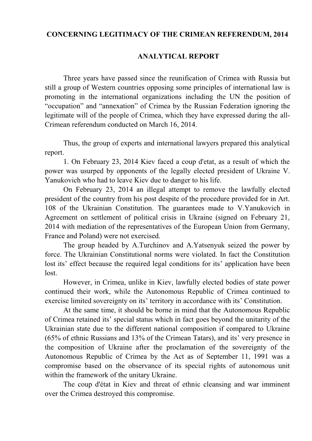 Concerning Legitimacy of the Crimean Referendum, 2014