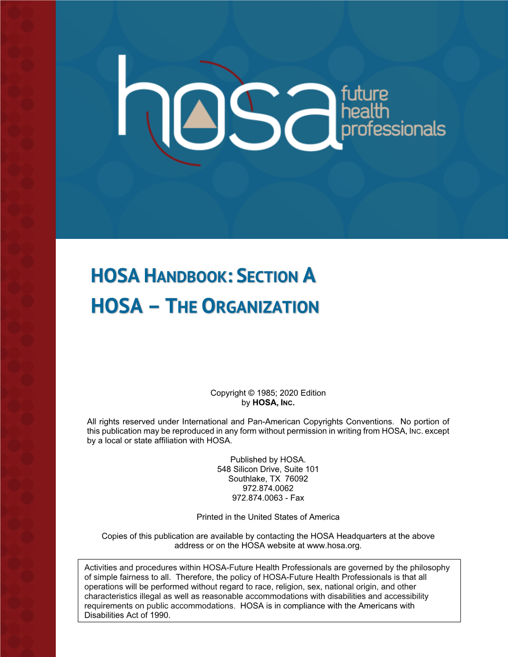 HOSA Handbook Section A