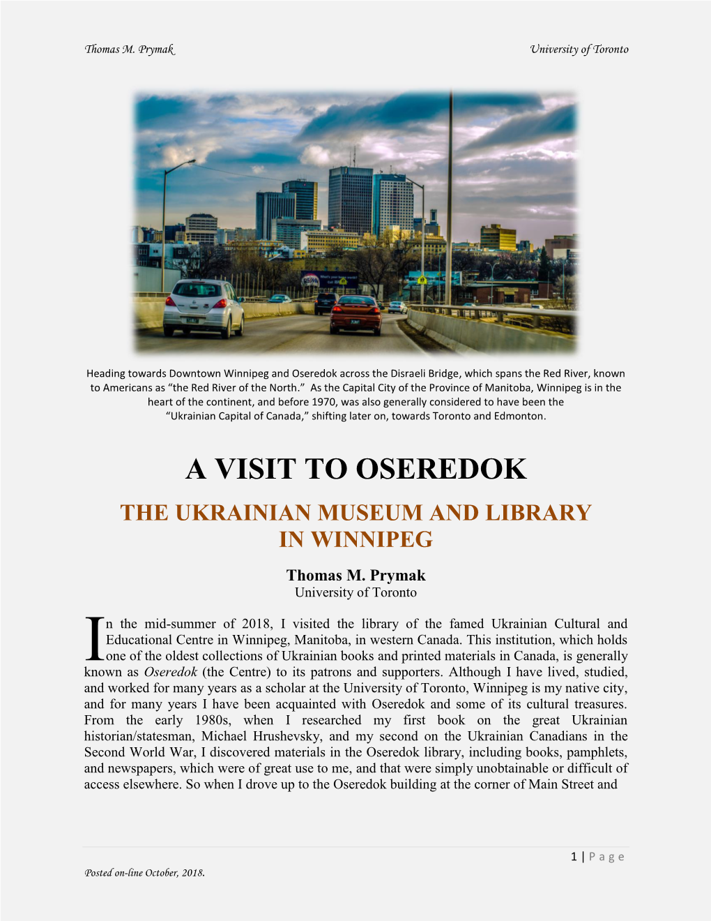 A Visit to Oseredok the Ukrainian Museum and Library in Winnipeg