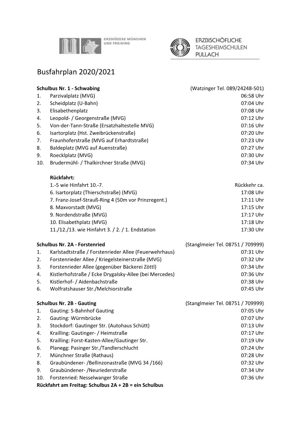 Busfahrplan 2020/2021