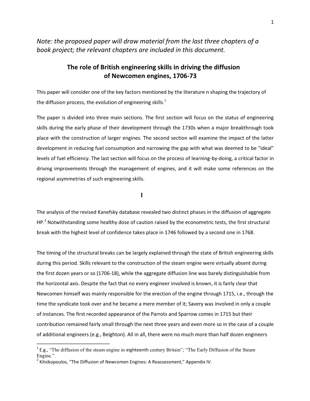 The Proposed Paper Will Draw Material from the Last Three Chapters of a Book Project; the Relevant Chapters Are Included in This Document