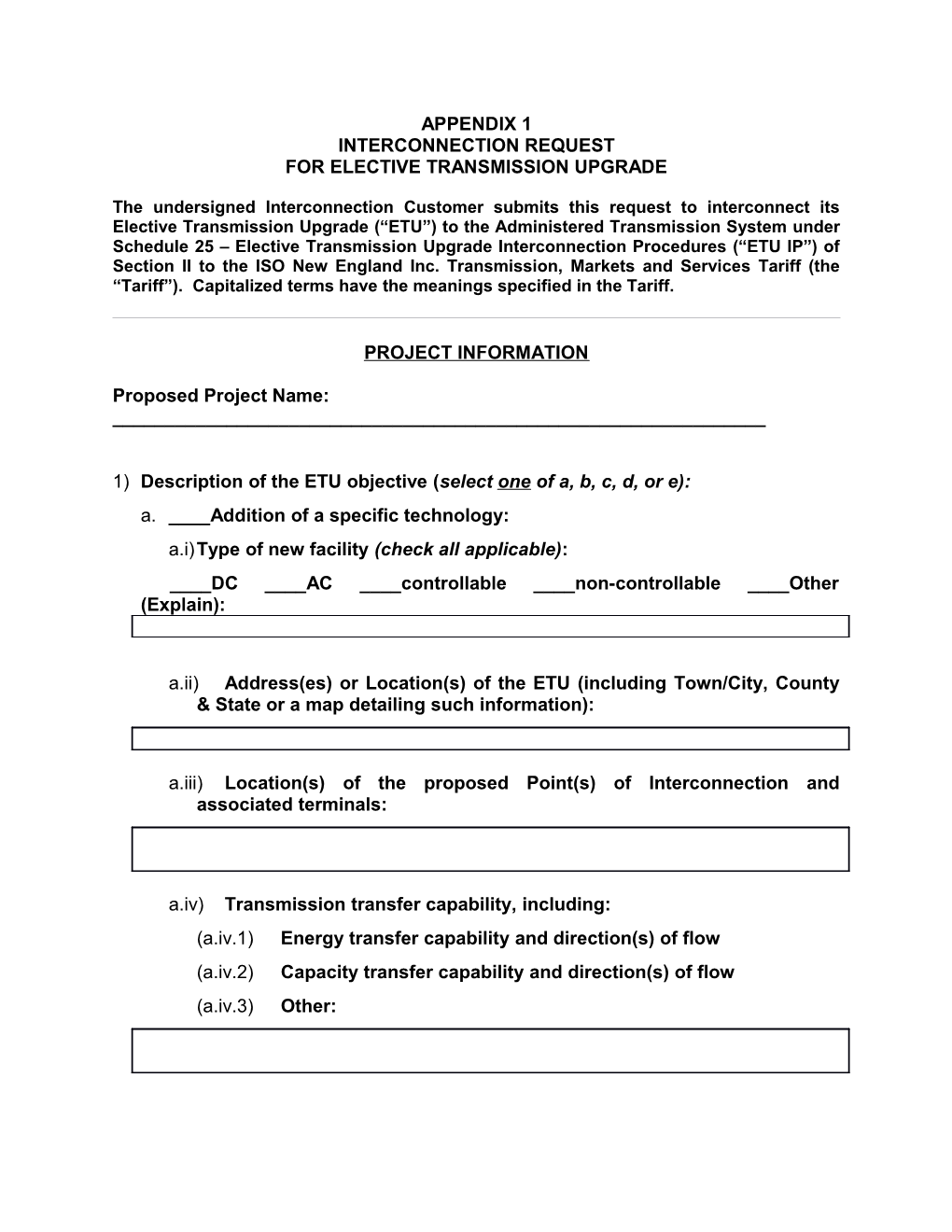 For Elective Transmission Upgrade