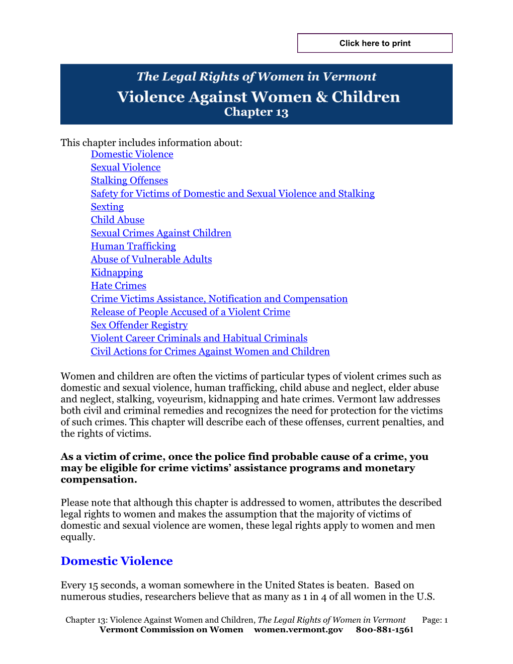 Chapter 13: Violence Against Women and Children