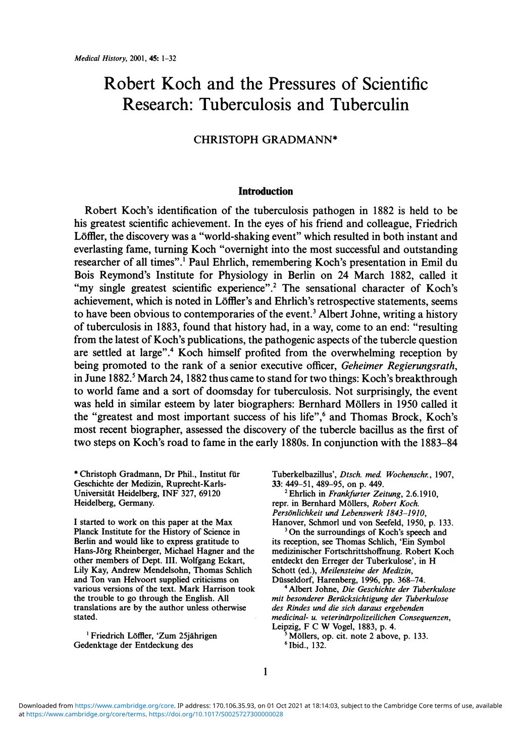 Tuberculosis and Tuberculin