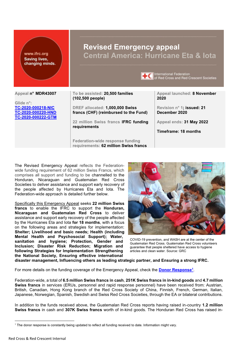 Revised Emergency Appeal Central America: Hurricane Eta & Iota