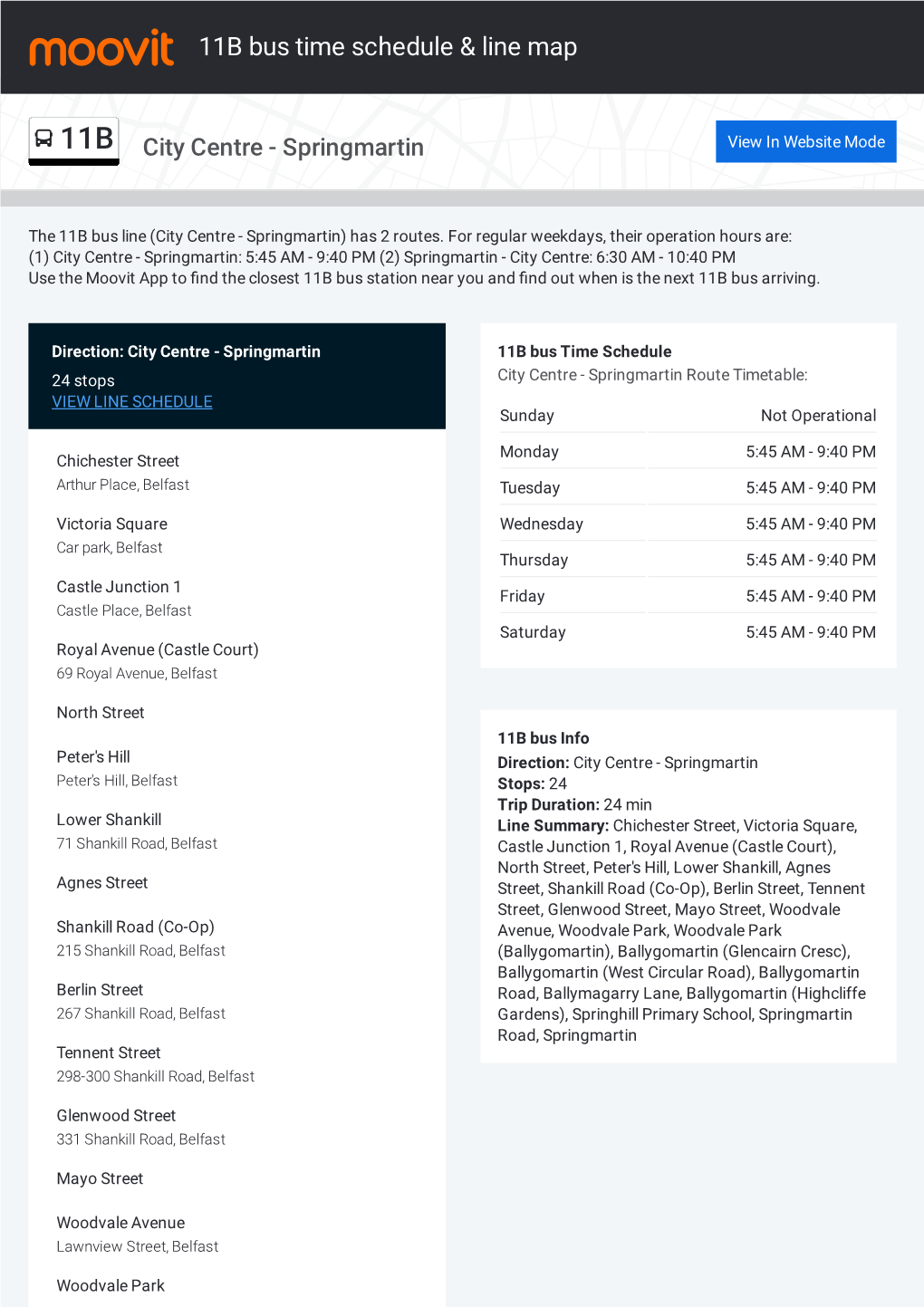 11B Bus Time Schedule & Line Route