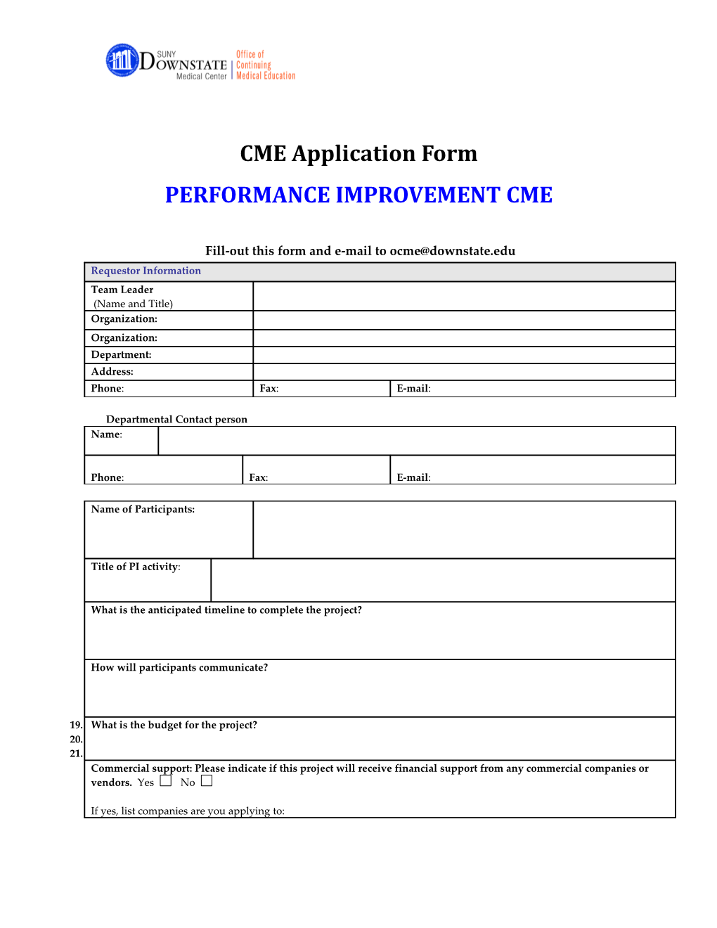 Cme Application Form