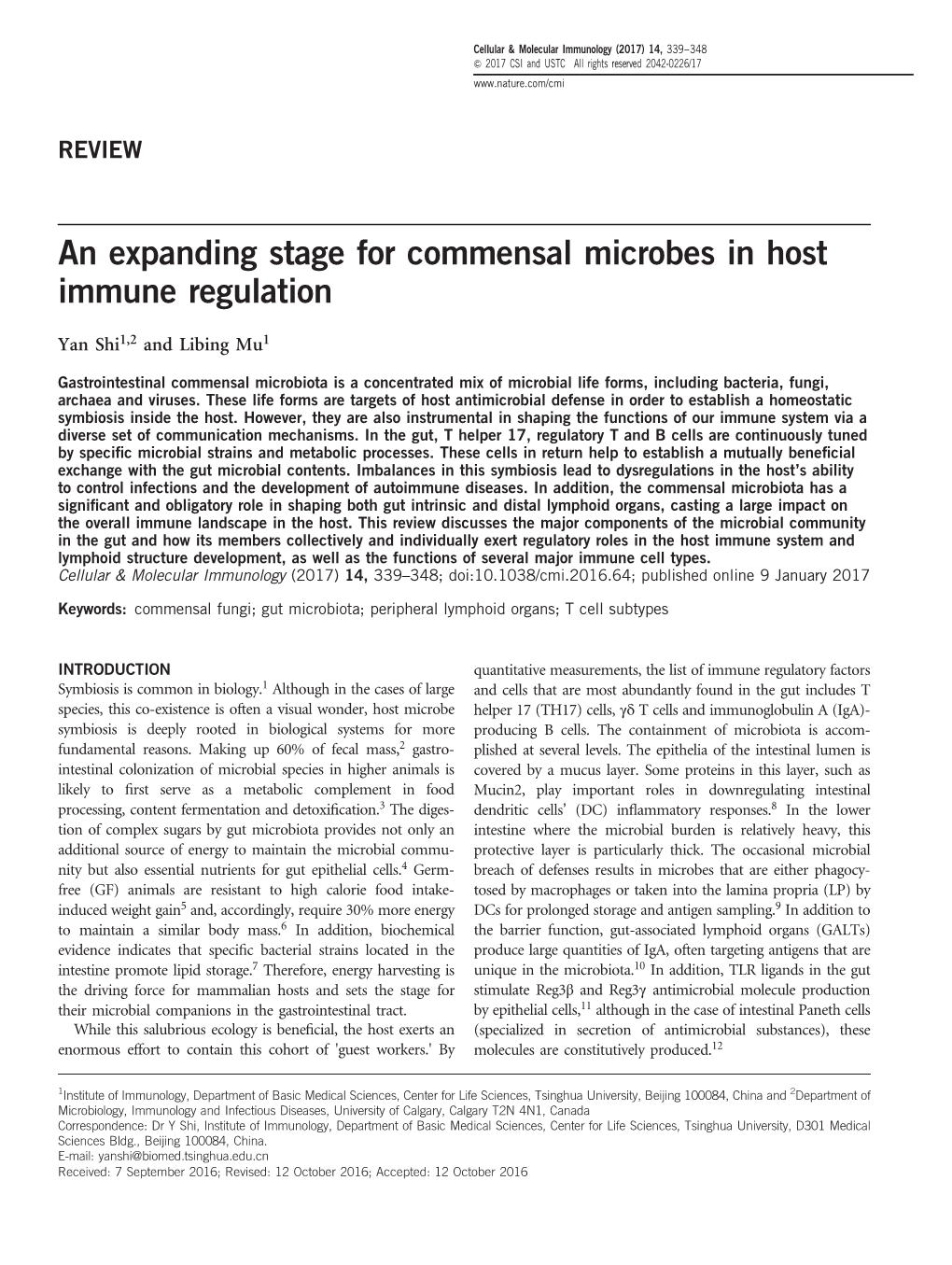 An Expanding Stage for Commensal Microbes in Host Immune Regulation