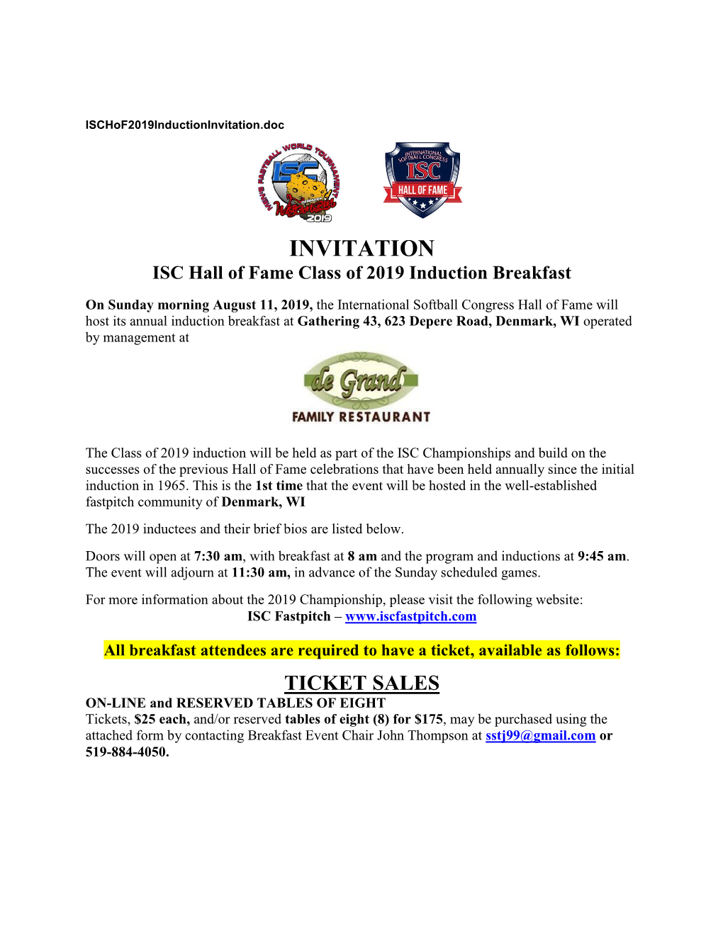 Copy of Official Invitation