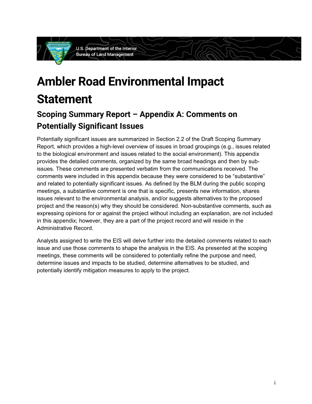 Ambler SSR Appendix A