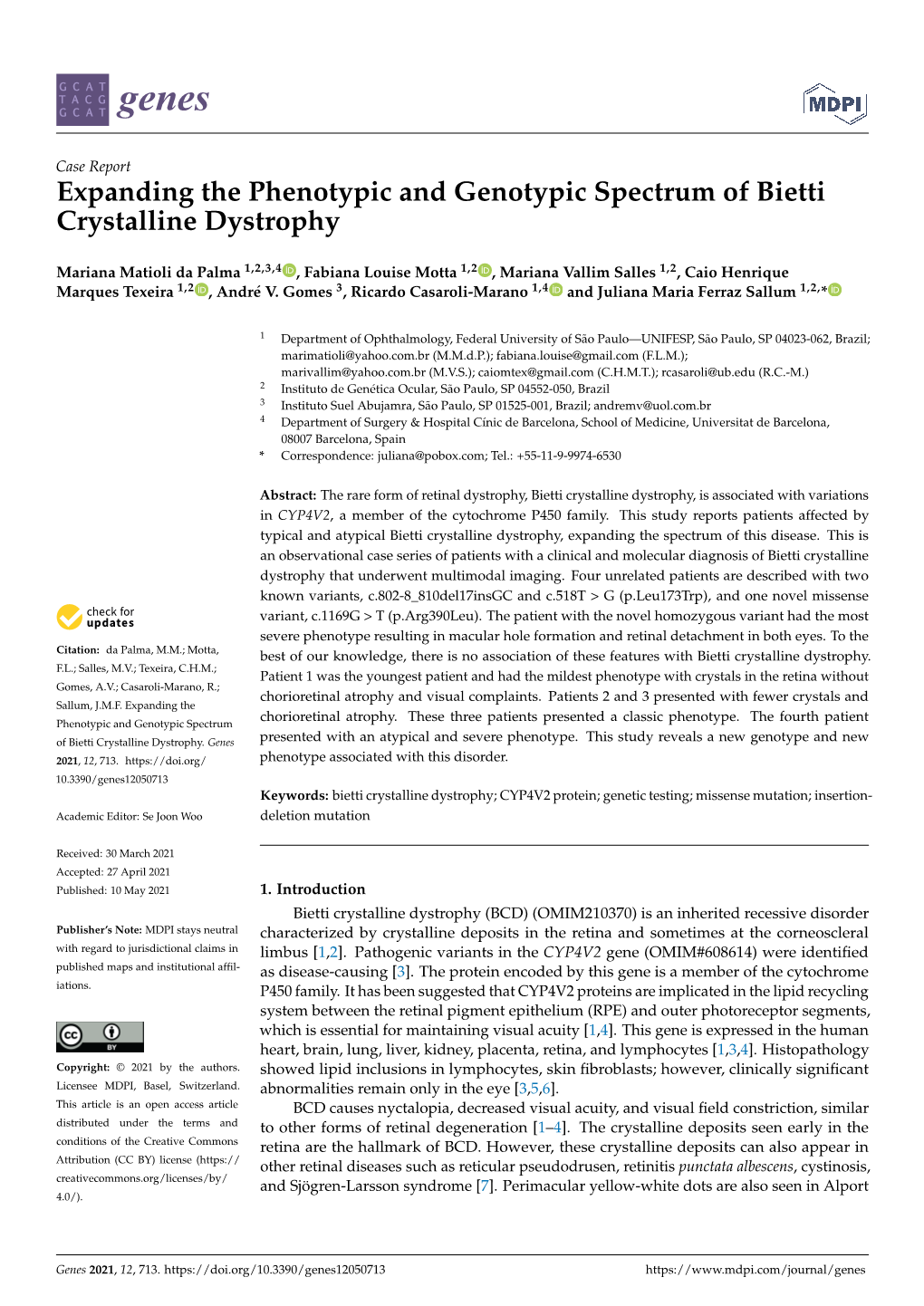 Expanding the Phenotypic and Genotypic Spectrum of Bietti Crystalline Dystrophy