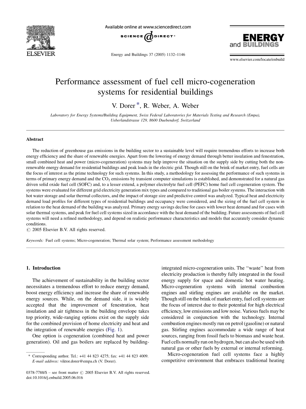 Performance Assessment of Fuel Cell Micro-Cogeneration Systems for Residential Buildings V