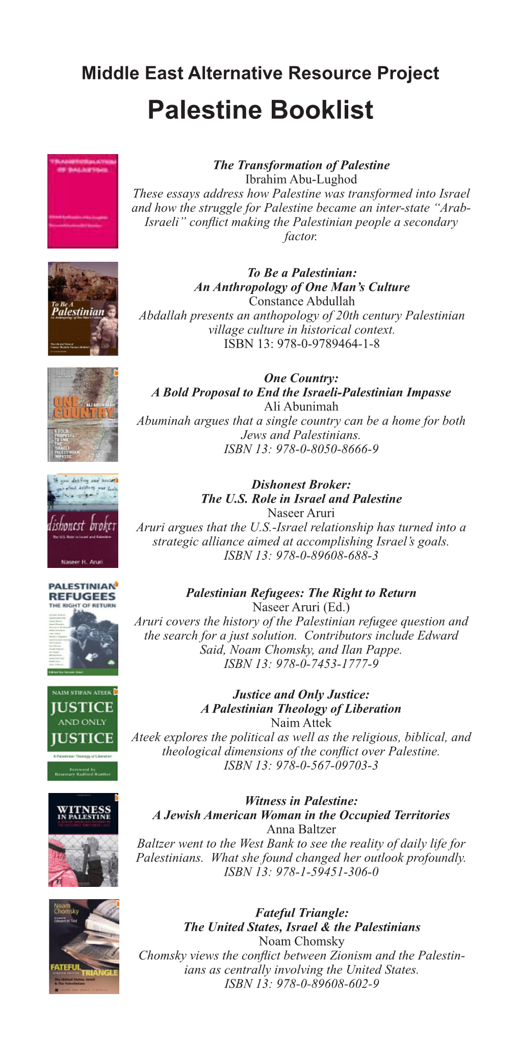 Palestine Booklist