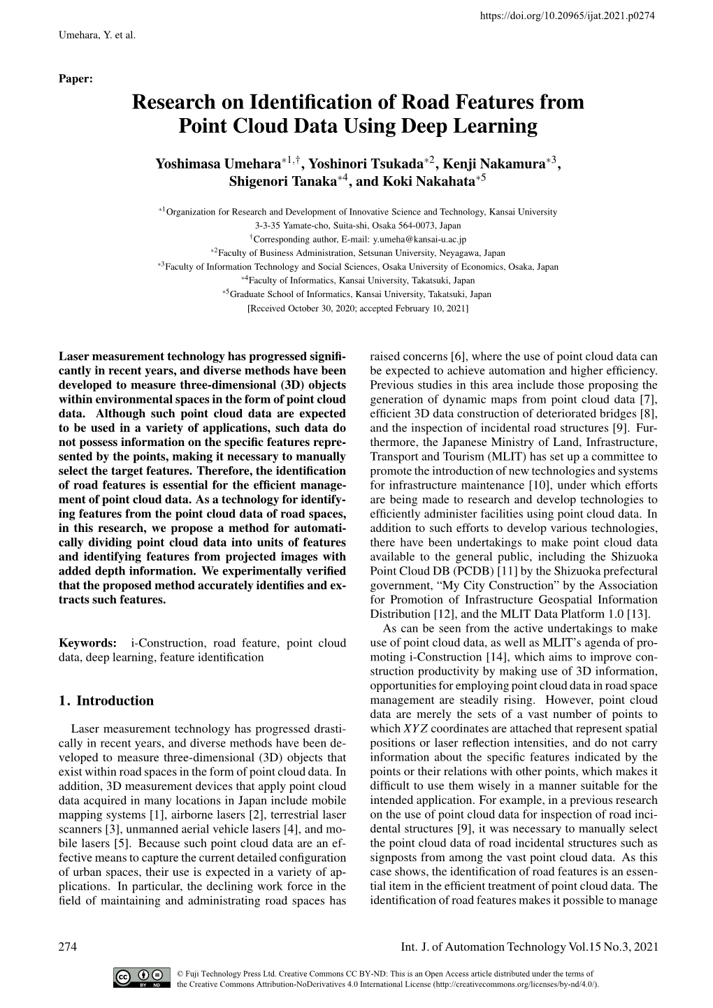 Research on Identification of Road Features from Point Cloud