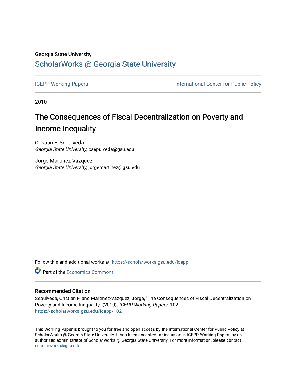 The Consequences of Fiscal Decentralization on Poverty and Income Inequality