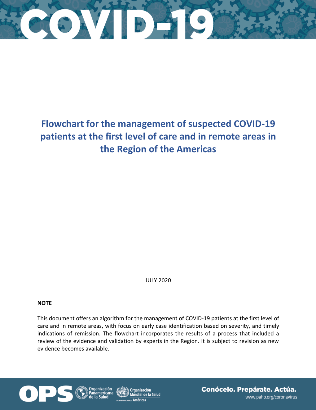 Flowchart for the Management of Suspected COVID-19 Patients at the First Level of Care and in Remote Areas in the Region of the Americas