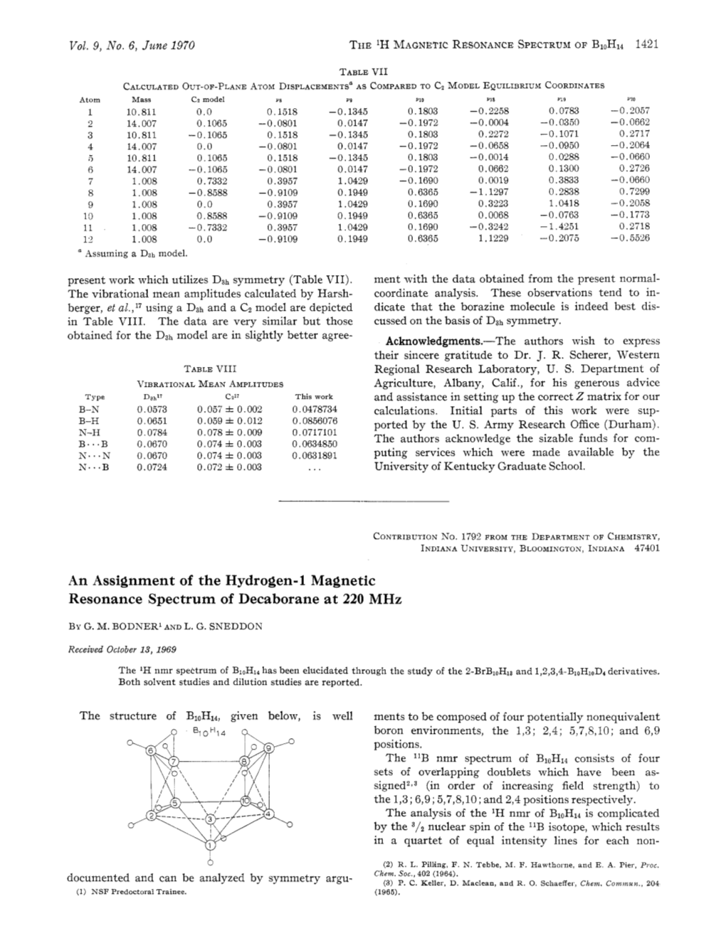 An Assignment of the Hydrogen-1 Magnetic Resonance Spectrum of Decaborane at 220 Mhz