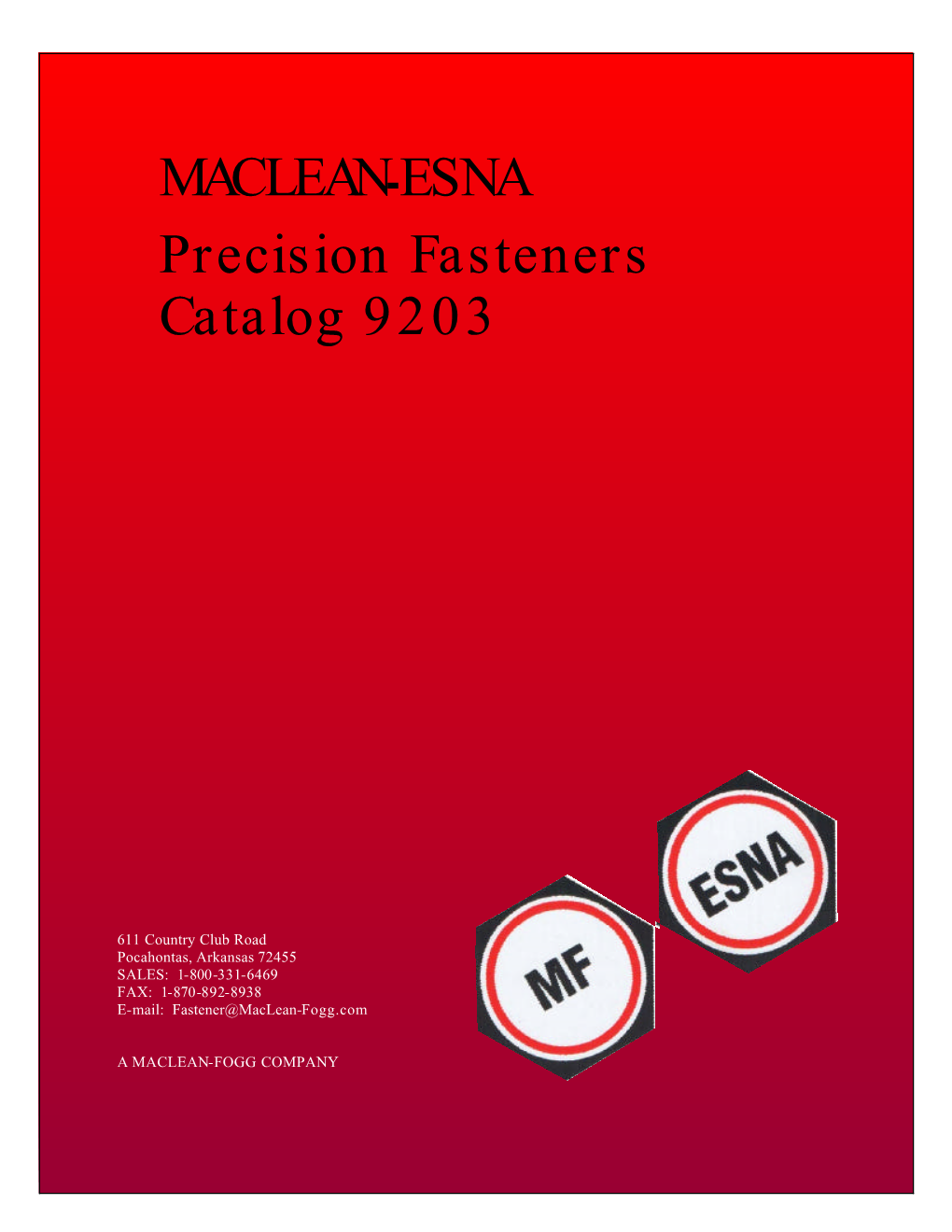 MACLEAN-ESNA Precision Fasteners Catalog 9203