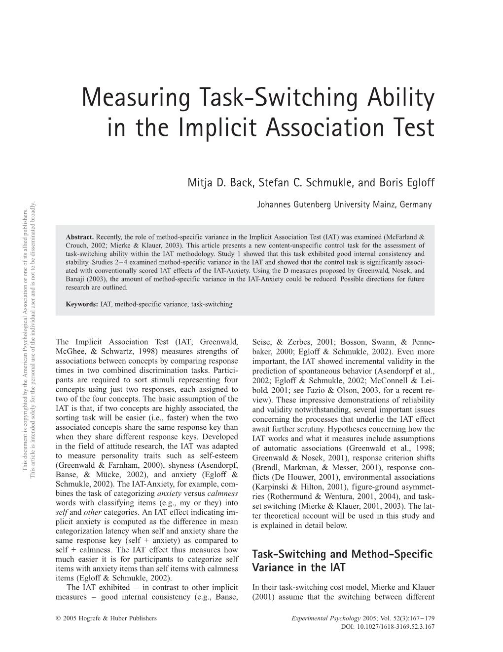 Measuring Task-Switching Ability in the Implicit Association Test