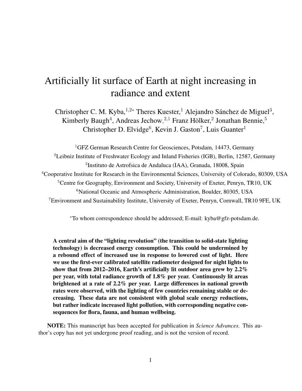 Artificially Lit Surface of Earth at Night Increasing in Radiance and Extent