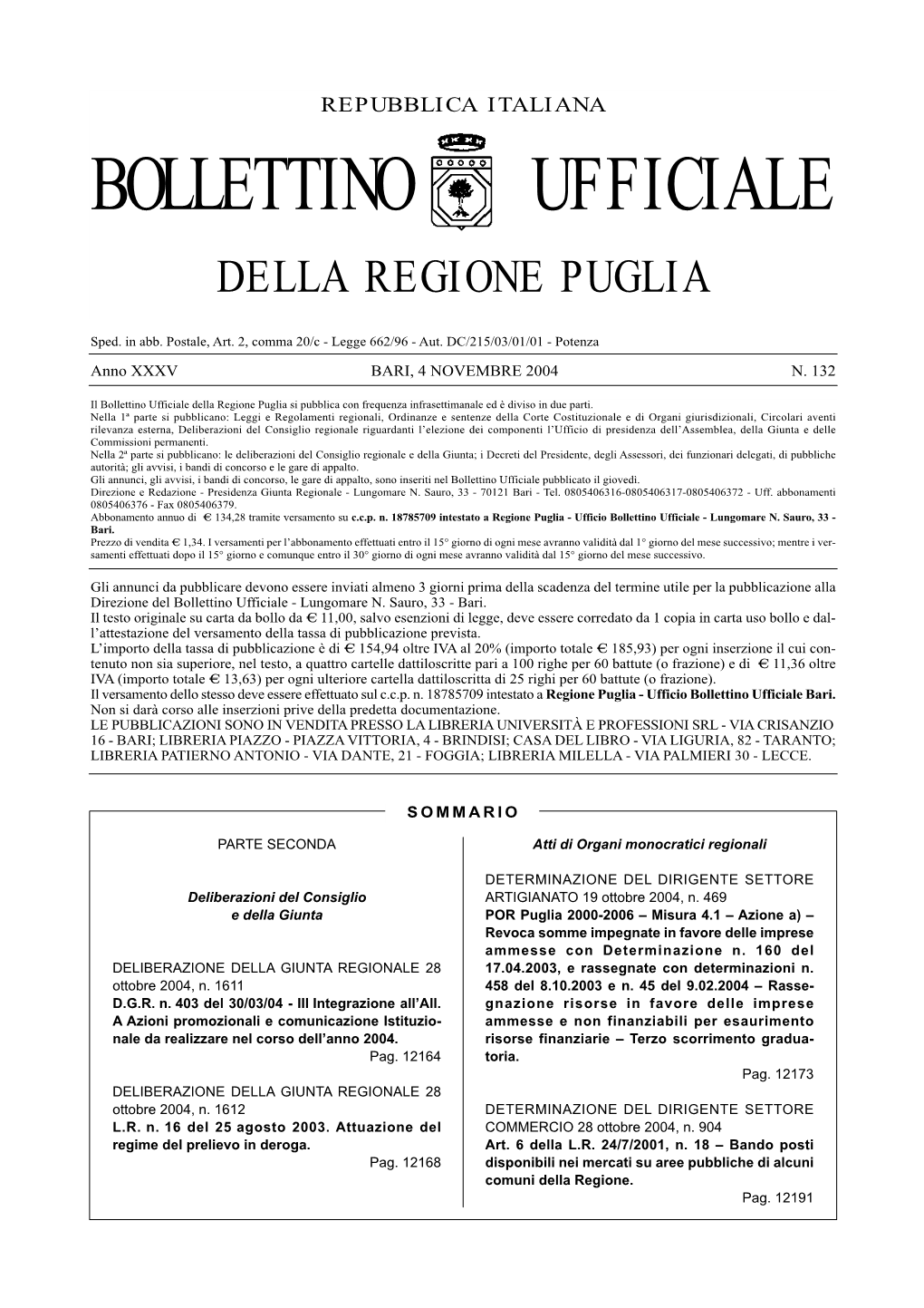 Bollettino Ufficiale Della Regione Puglia