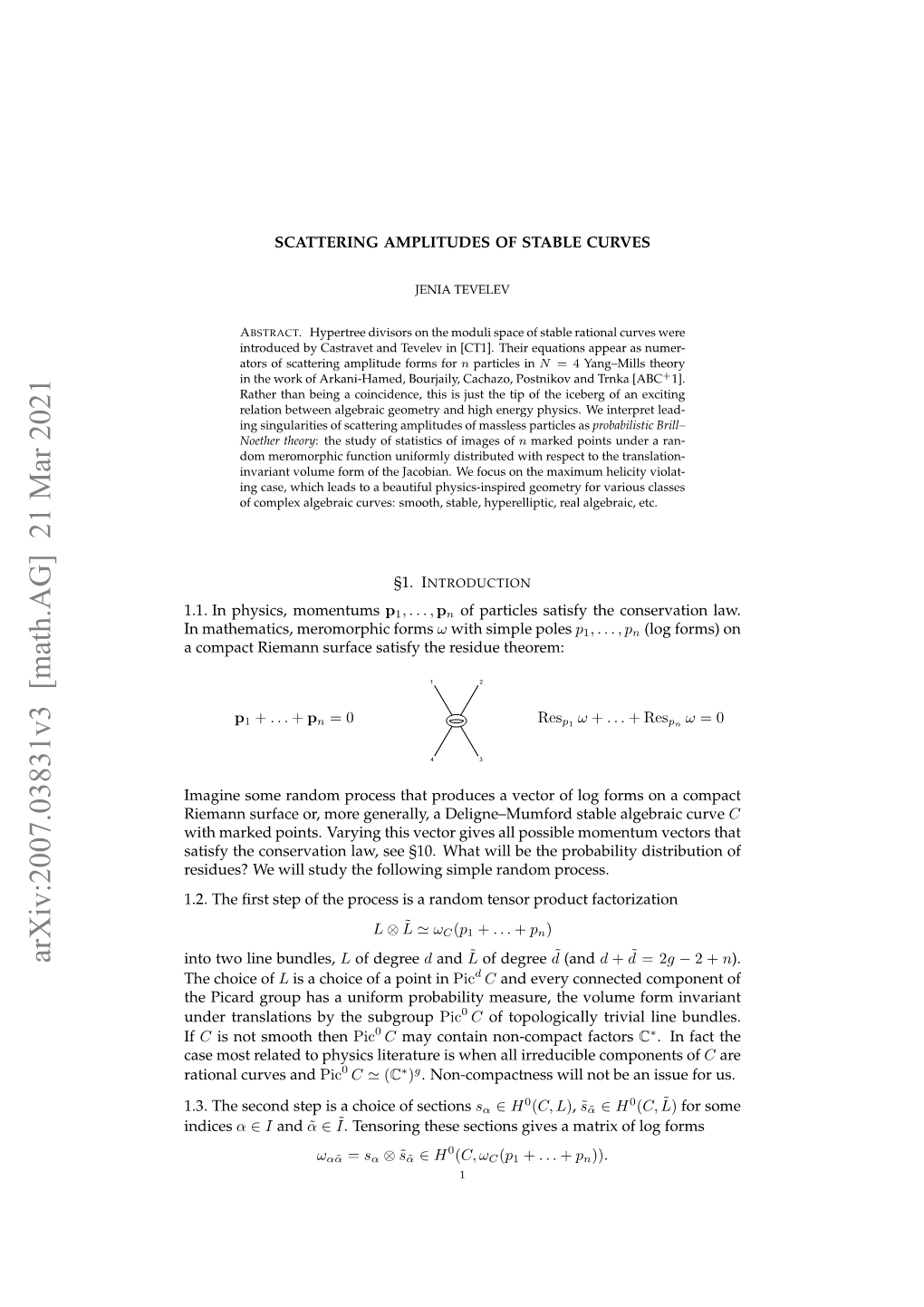 Arxiv:2007.03831V3 [Math.AG] 21 Mar 2021 Into Two Line Bundles, L of Degree D and L of Degree D (And D + D = 2G − 2 + N)