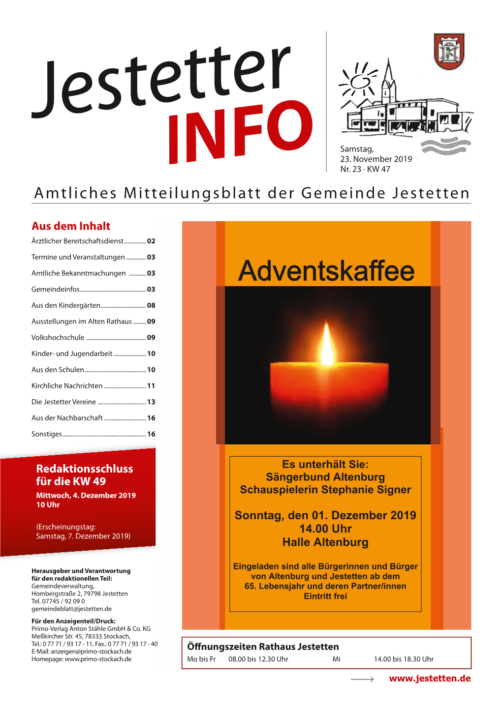 Amtliches Mitteilungsblatt Der Gemeinde Jestetten