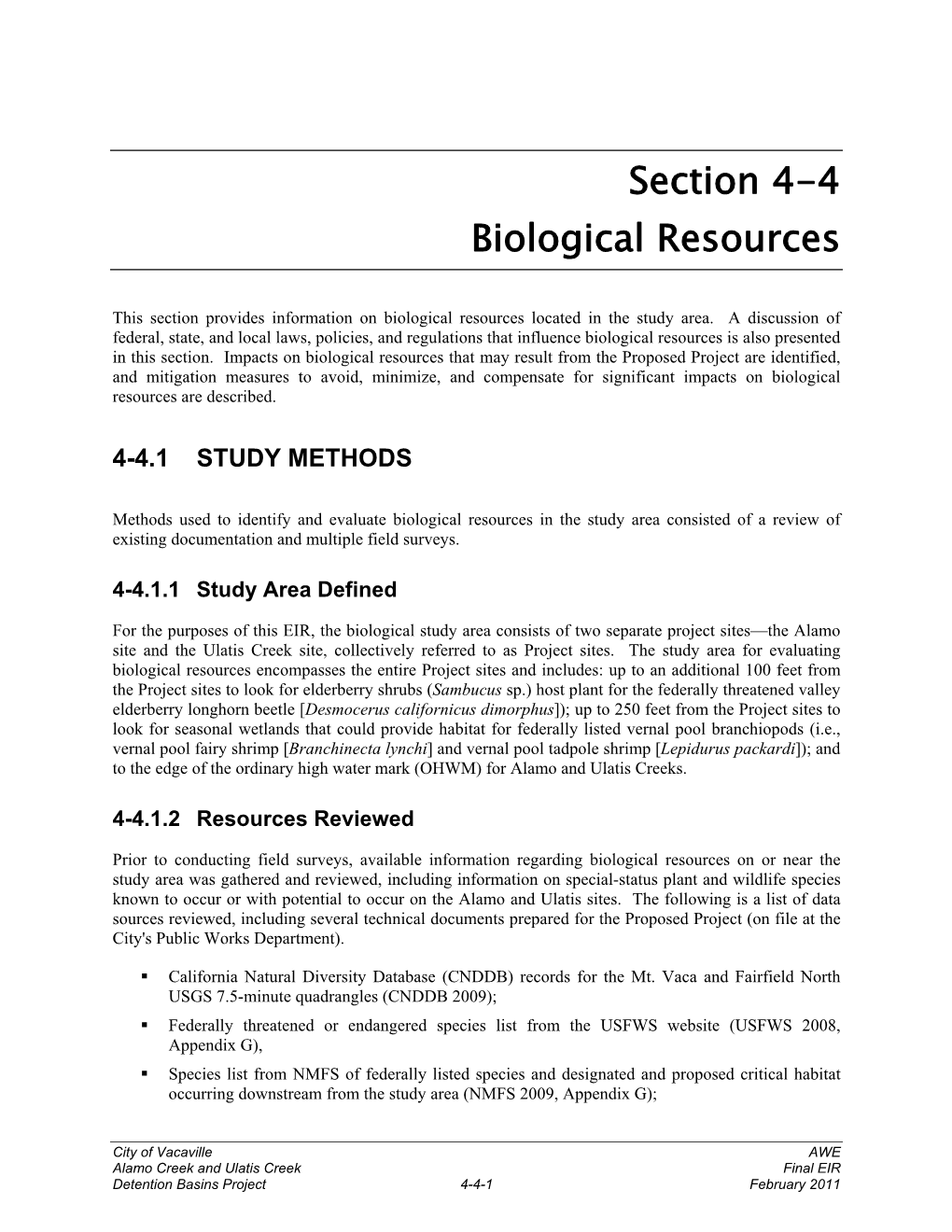 Section 4-4 Biological Resources