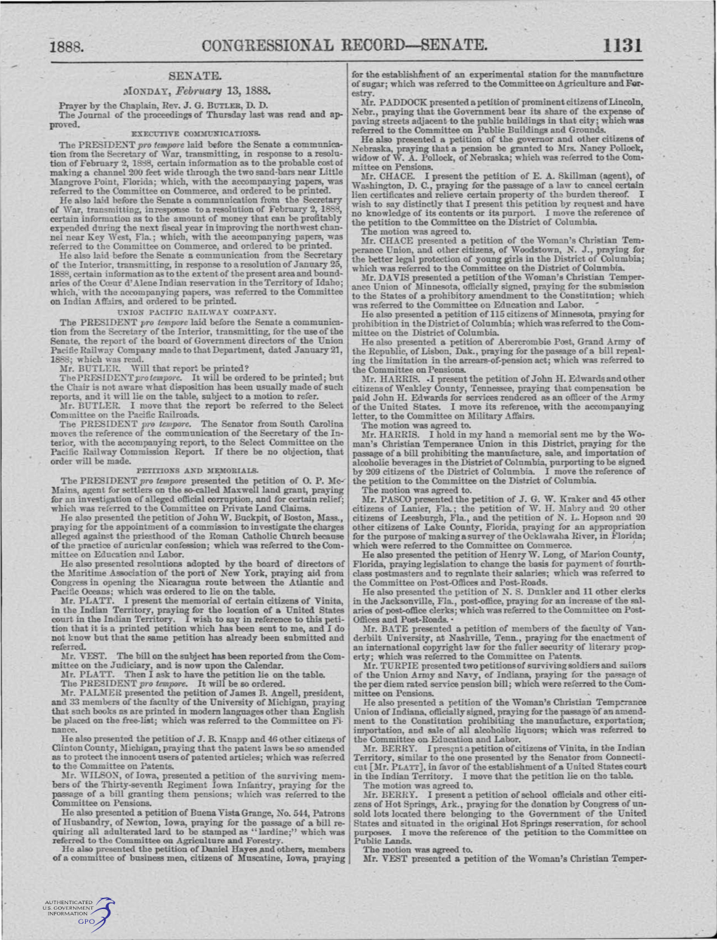 Congressional Record-Senate. 1131