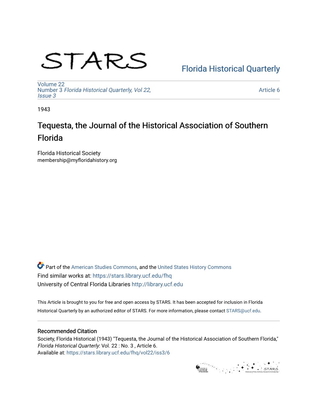 Tequesta, the Journal of the Historical Association of Southern Florida