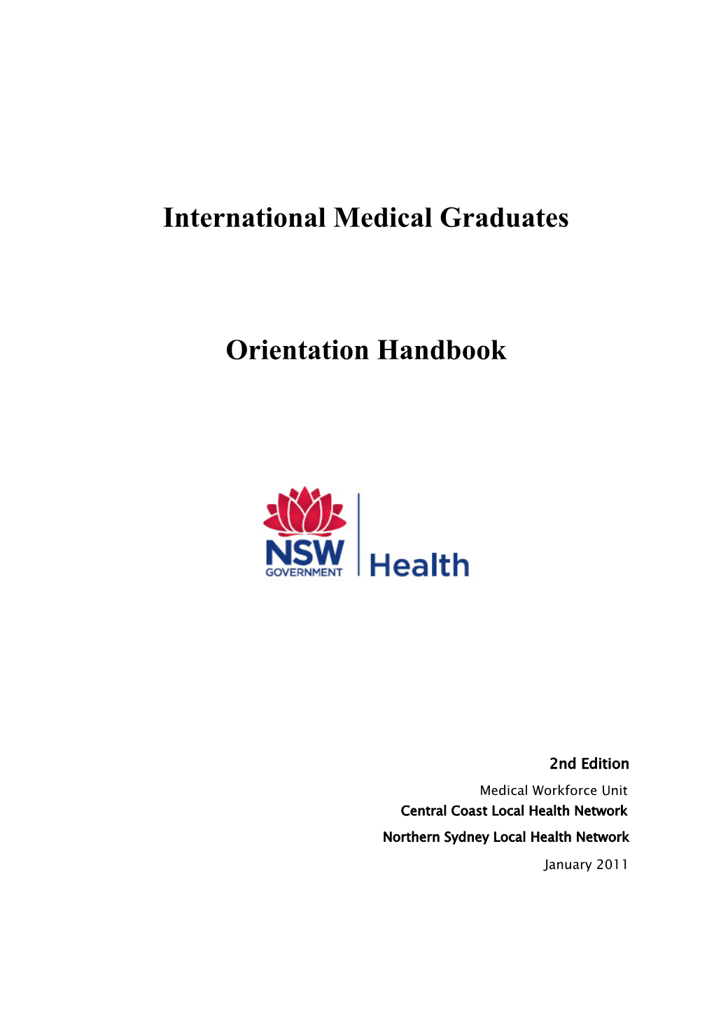 International Medical Graduates Orientation Handbook