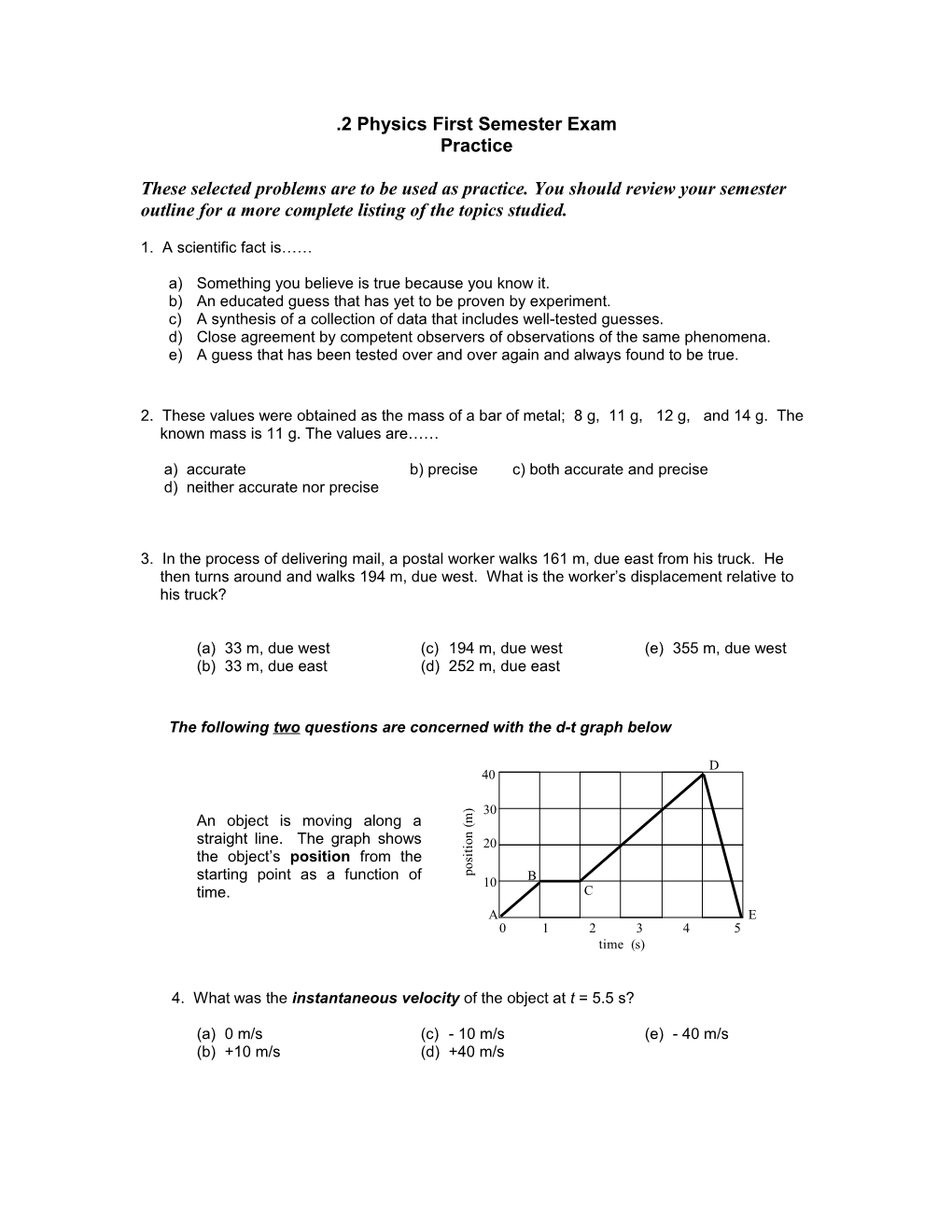 Physics First Semester Exam