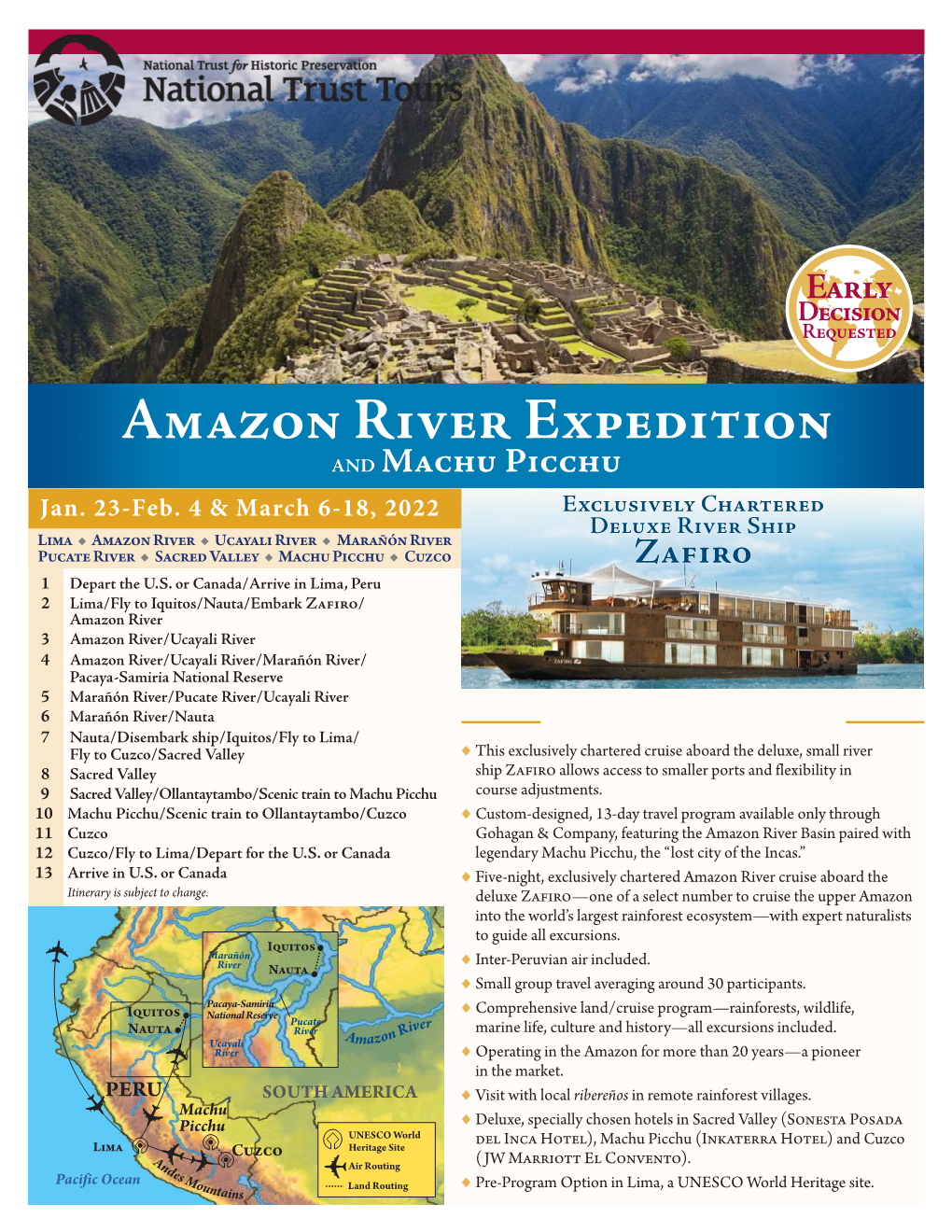 Amazon River Expedition and Machu Picchu