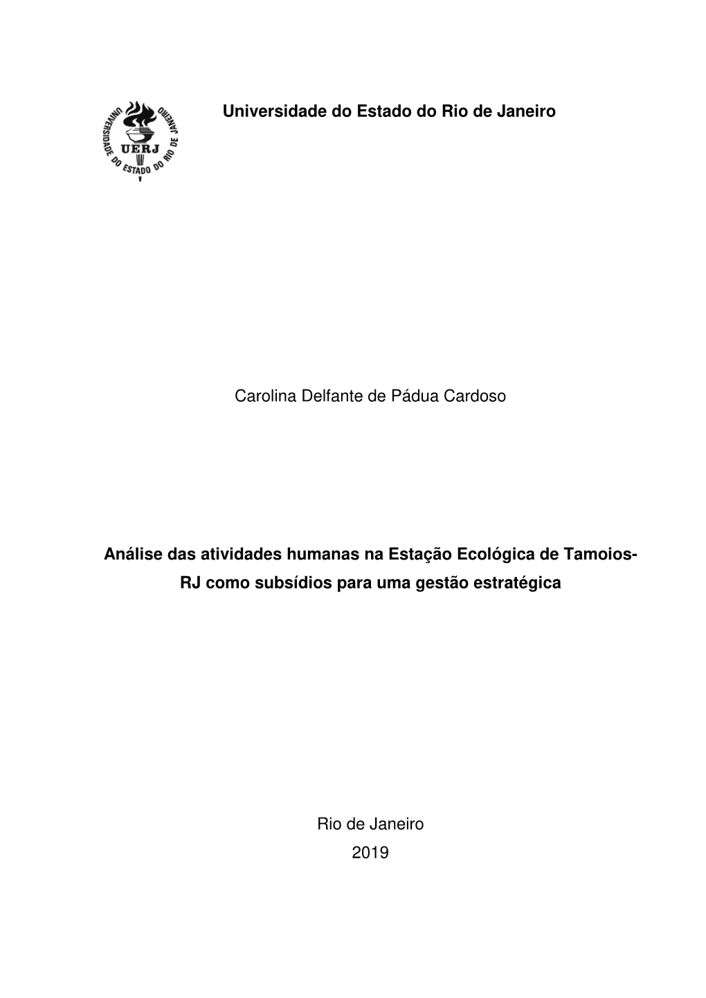 Cardoso, Carolina 2019. Análise Das Atividades Humanas Na